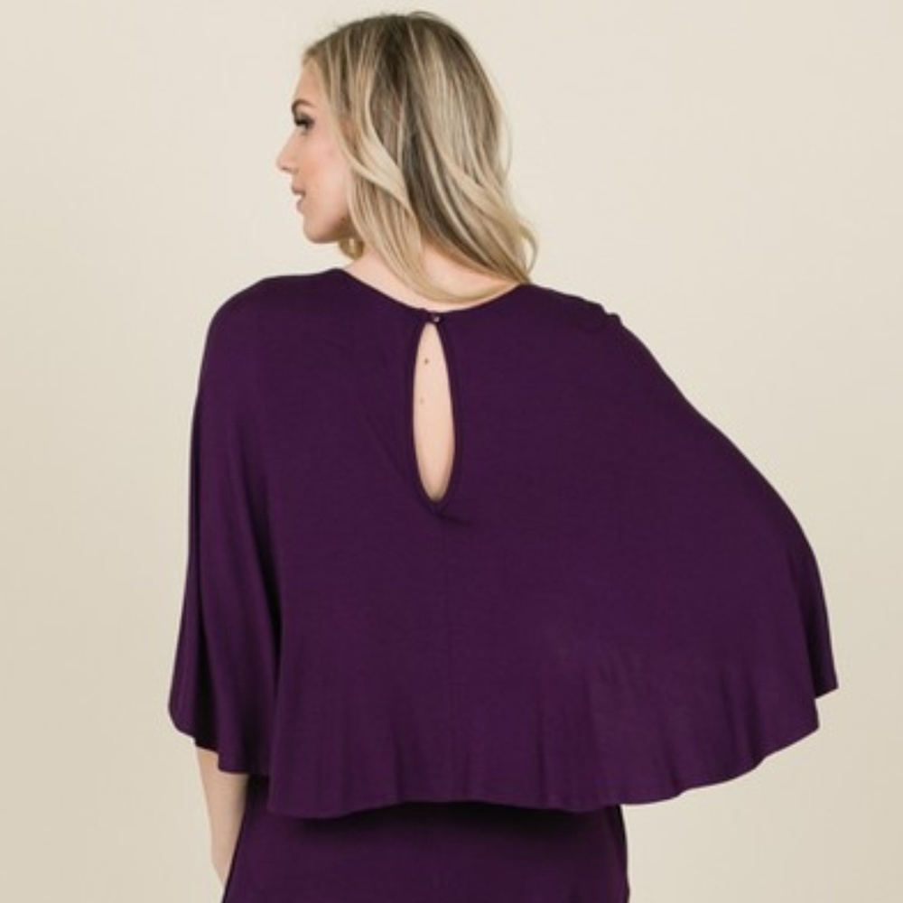 Round Neck Cape Layer Draped Jumpsuit - Picture 4 of 6